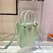 Prada Small Brushed Leather Tote Green Size 17.5 x 5 x 15 cm - 3