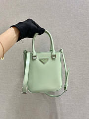 Prada Small Brushed Leather Tote Green Size 17.5 x 5 x 15 cm - 2