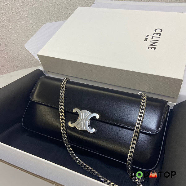 Celine Chain Bag Triomphe Black Silver Hardware Size 33 x 13 x 5 cm - 1