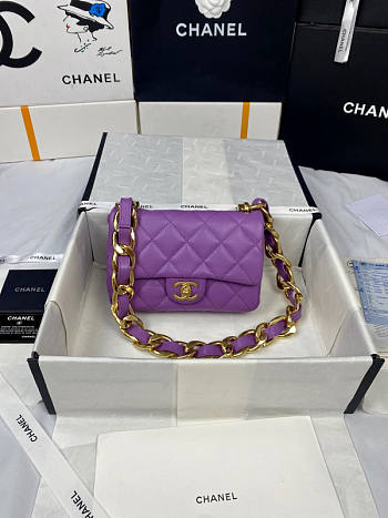 Chanel Small Flap Bag Purple Size 17 x 21 x 6 cm