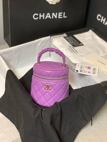 Chanel Vanity Case Purple Size 11 x 11.5 x 9.5 cm