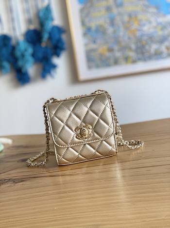 Chanel Chain Flap Bag Coin Purse Gold Size 11 x 11 x 5 cm