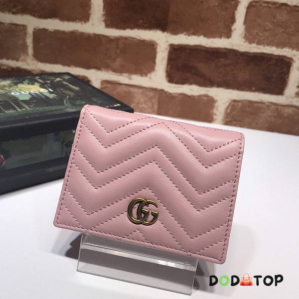Gucci GG Marmont Card Case Wallet Pink Size 11 x 8 x 2.5 cm - 1