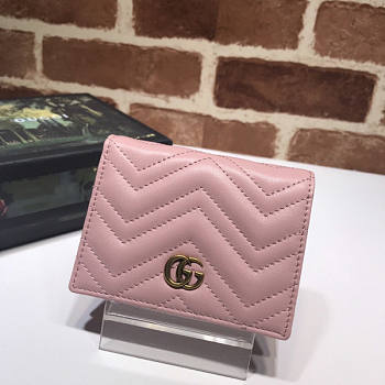 Gucci GG Marmont Card Case Wallet Pink Size 11 x 8 x 2.5 cm