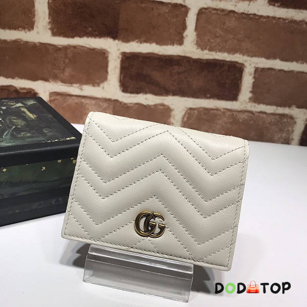 Gucci GG Marmont Card Case Wallet White Size 11 x 8 x 2.5 cm - 1