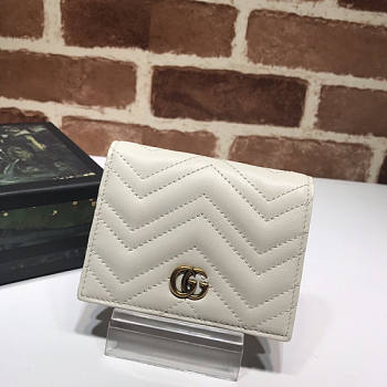 Gucci GG Marmont Card Case Wallet White Size 11 x 8 x 2.5 cm