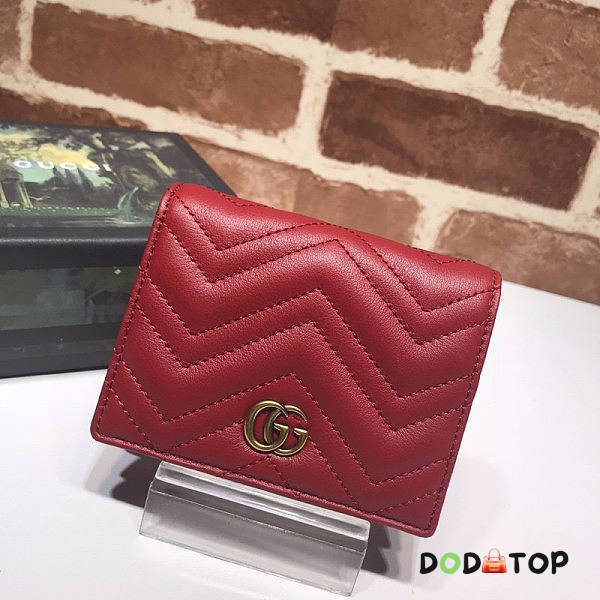 Gucci GG Marmont Card Case Wallet Red Size 11 x 8 x 2.5 cm - 1