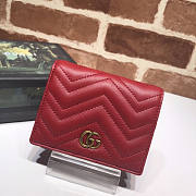 Gucci GG Marmont Card Case Wallet Red Size 11 x 8 x 2.5 cm - 1