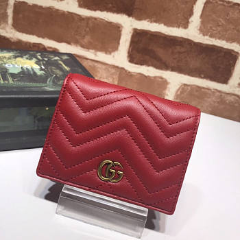 Gucci GG Marmont Card Case Wallet Red Size 11 x 8 x 2.5 cm