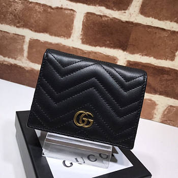 Gucci GG Marmont Card Case Wallet Black Size 11 x 8 x 2.5 cm