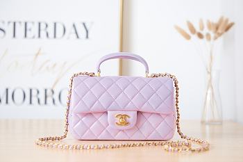 Chanel Handle Bag Purple Size 20 x 9 x 13 cm