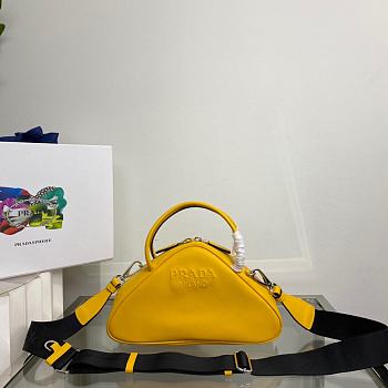 Prada Triangle Bowling Bag Yellow Size 25 x 14.5 x 11 cm
