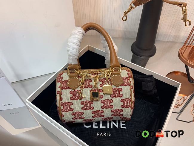 Celine Mini Boston Bag In Triomphe Size 14 x 9.5 x 8 cm - 1