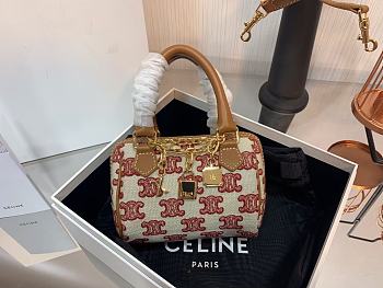 Celine Mini Boston Bag In Triomphe Size 14 x 9.5 x 8 cm