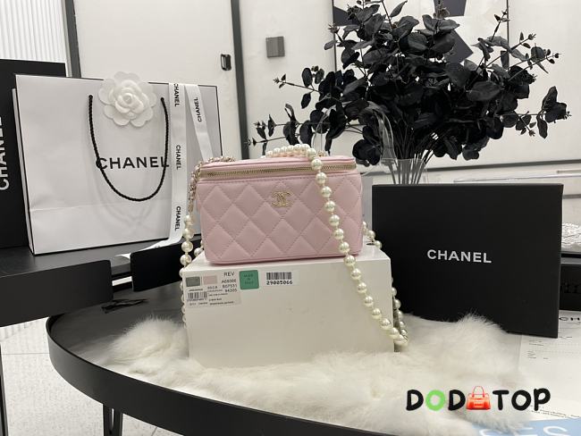 Chanel Pearl Chain Small Box Pink Bag Size 9.5 x 17 x 8 cm - 1