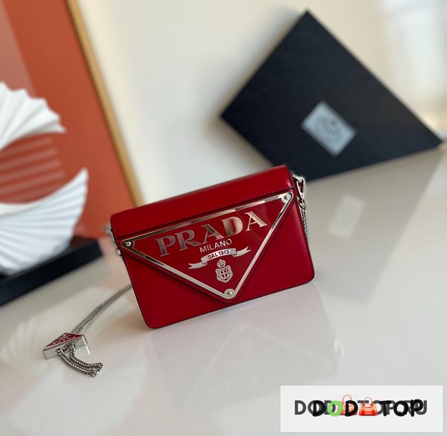 Prada Small Chain Red Wallet Size 17 x 9.5 x 3.5 cm - 1