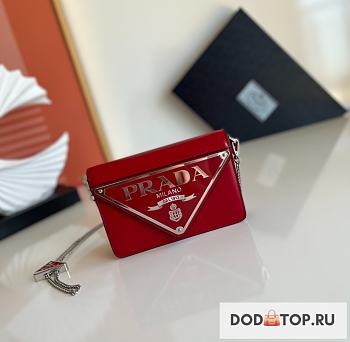Prada Small Chain Red Wallet Size 17 x 9.5 x 3.5 cm