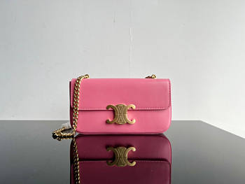 Celine Chain Shoulder Bag Cuir Triomphe Pink Size 20.5 x 10.5 x 4 cm