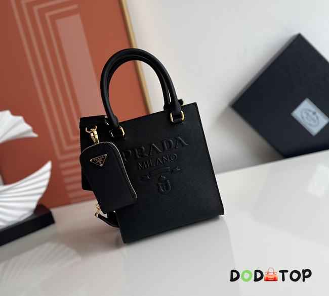 Small Saffiano Leather Handbag Black Size 19 x 17 x 6 cm - 1