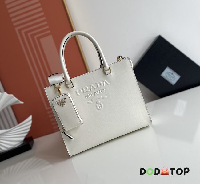 Prada Medium Saffiano Leather Handbag White Size 28 x 22 x 9 cm - 1