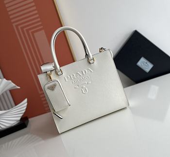 Prada Medium Saffiano Leather Handbag White Size 28 x 22 x 9 cm