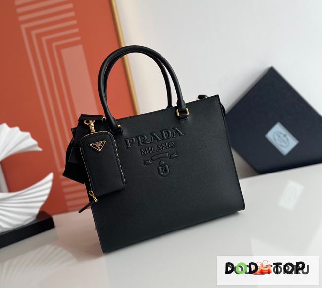 Prada Medium Saffiano Leather Handbag Black Size 28 x 22 x 9 cm - 1