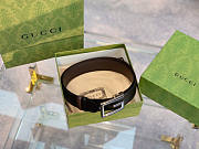 Gucci Reversible Belt With Square Silver Buckle 3.5 cm - 5