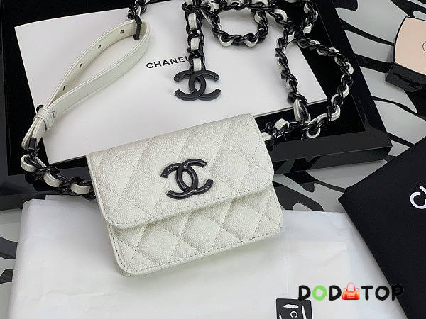 Chanel Cl Belt Flap Card Holder White Size 10.3 x 11 x 3.2 cm - 1