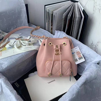 Chanel CL Drawstring Bag Pink Size 21 x 19 x 8 cm