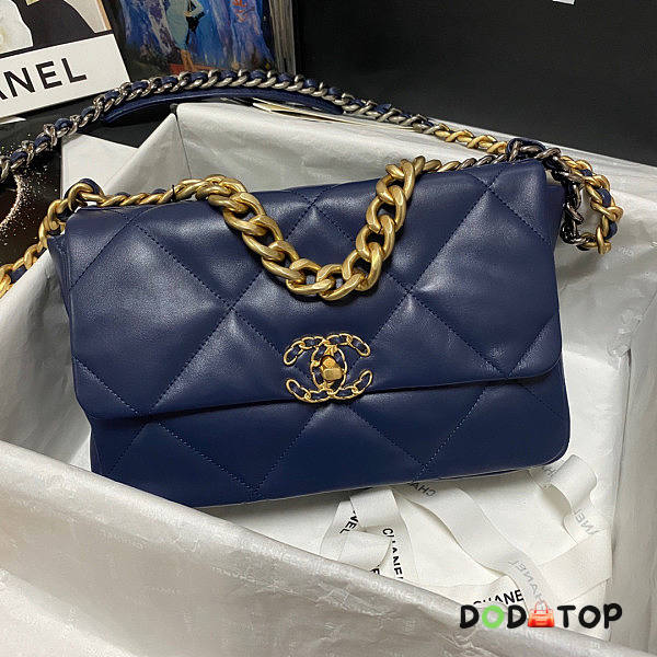 Chanel 19 Blue Flap Bag Size 20 x 30 x 10 cm - 1