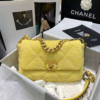Chanel 19 Yellow Flap Bag Size 16 x 26 x 9 cm