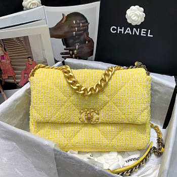Chanel 19 Yellow Flap Bag Size 20 x 30 x 10 cm