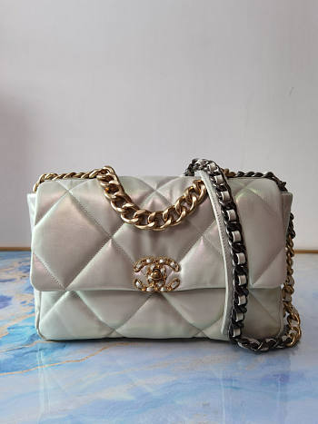 Chanel CL 19 Large Flap Grey Bag Size 20 x 30 x 10 cm