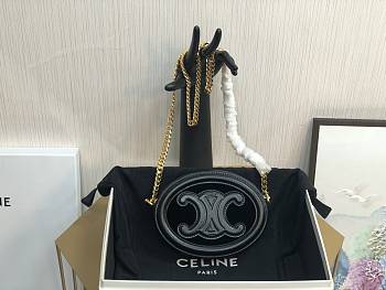 Celine Black Velvet Chain Bag Size 16 x 12.5 x 4 cm