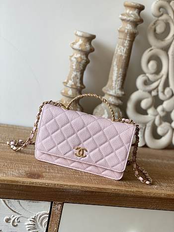 Chanel Handle Pink Bag Size 19 cm