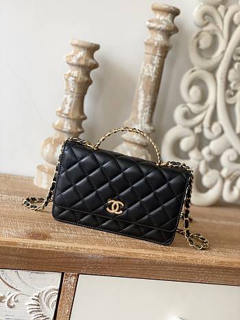 Chanel Handle Black Bag Size 19 cm