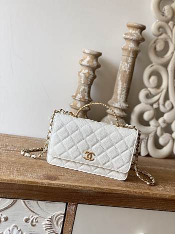 Chanel Handle White Bag Size 19 cm