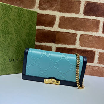 Gucci GG Wallet With Chain Blue Size 19 x 10 x 4 cm