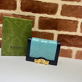 Gucci GG Card Case Wallet Blue Size 11 x 8.5 x 3 cm