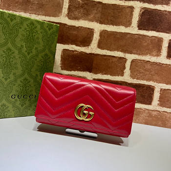 Gucci GG Marmont Wallet Red Size 19 x 10.5 x 3 cm