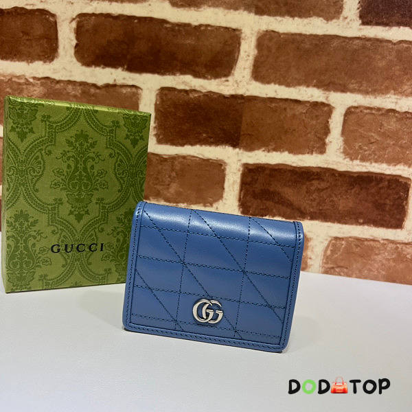 Gucci GG Marmont Card Case Wallet Blue Size 11 x 8 x 2.5 cm - 1