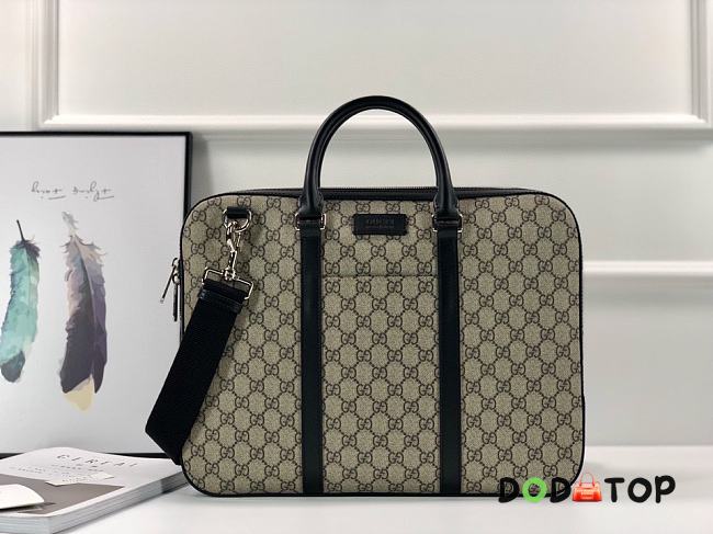 Gucci Signature Leather Briefcase Brown 451169 Size 38 x 29 x 4 cm - 1
