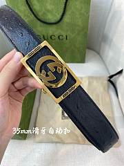 Gucci Ostrich Grain Cowhide Gold/Silver Belt 3.5 cm - 4