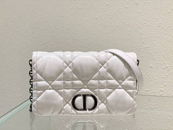 Dior Caro Macrocannage Pouch White Size 19.5 x 11 x 6.5 cm