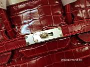 Hermes Birkin Crocodile in Red Silver Hardware Size 35 cm - 4