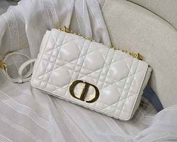  Dior Large Quilted Macrocannage Calfskin White Size 29 x 18 x 10 cm