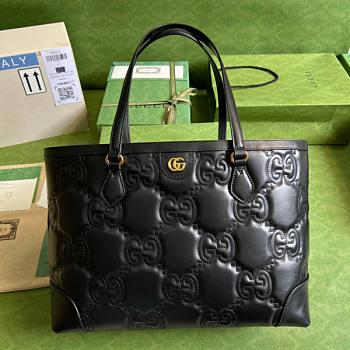Gucci GG Matelassé Leather Medium Tote Black Size 38 x 28 x 14 cm