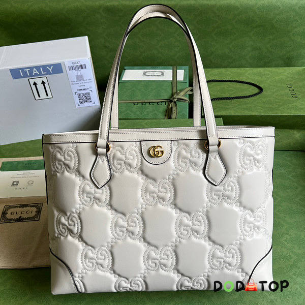 Gucci GG Matelassé Leather Medium Tote White Size 38 x 28 x 14 cm - 1