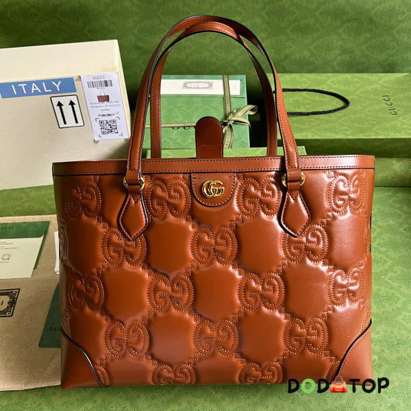 Gucci GG Matelassé Leather Medium Tote Brown Size 38 x 28 x 14 cm - 1