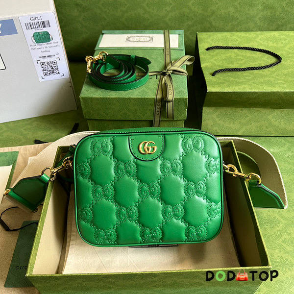 Gucci GG Matelassé Leather Shoulder Bag Green Size 21.5 x 17 x 7.5 cm - 1